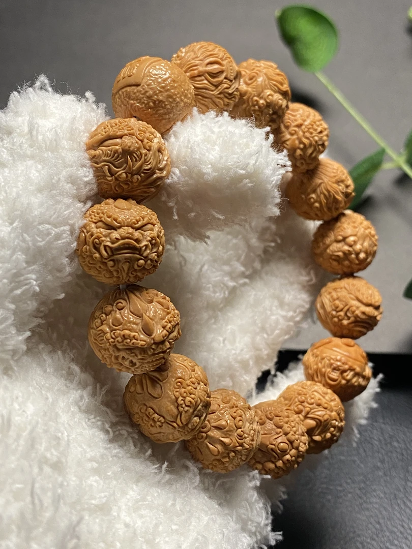 【万福唐狮1.7+】猴头核桃满手工雕刻时来运转高端毕业级文玩手串