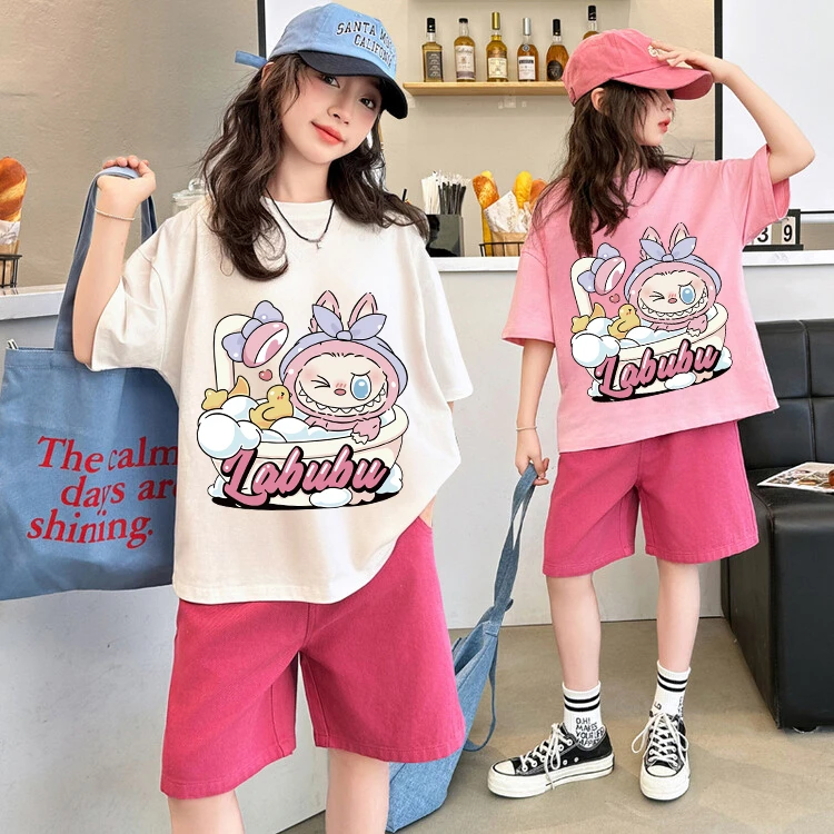 儿童夏季短袖套装2025新款女童夏款拉布布休闲运动两件套女孩洋气