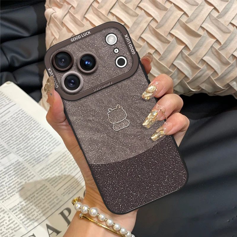 闪粉背影龙适用苹果17promax手机壳iPhone16简约15pro防摔保护套