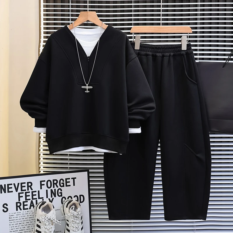 男童秋装卫衣套装2025新款中大童春秋春秋季时髦洋气两件套儿童装