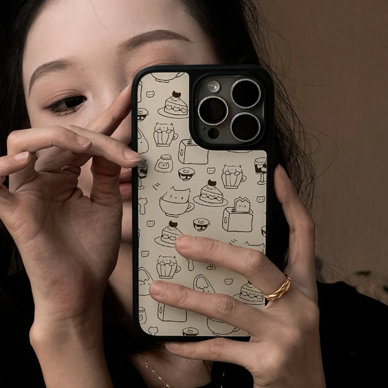新款韩风线条蛋糕手机壳适用苹果16华为p70小米15/14oppo红米荣耀