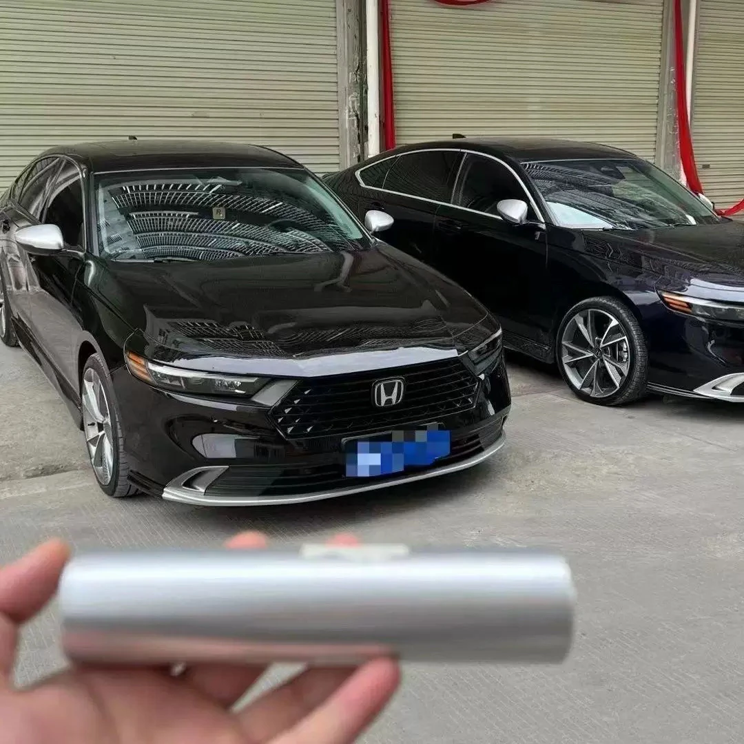 十一代雅阁前铲银膜银色25款雅阁前铲改装外观黑拼银改色膜