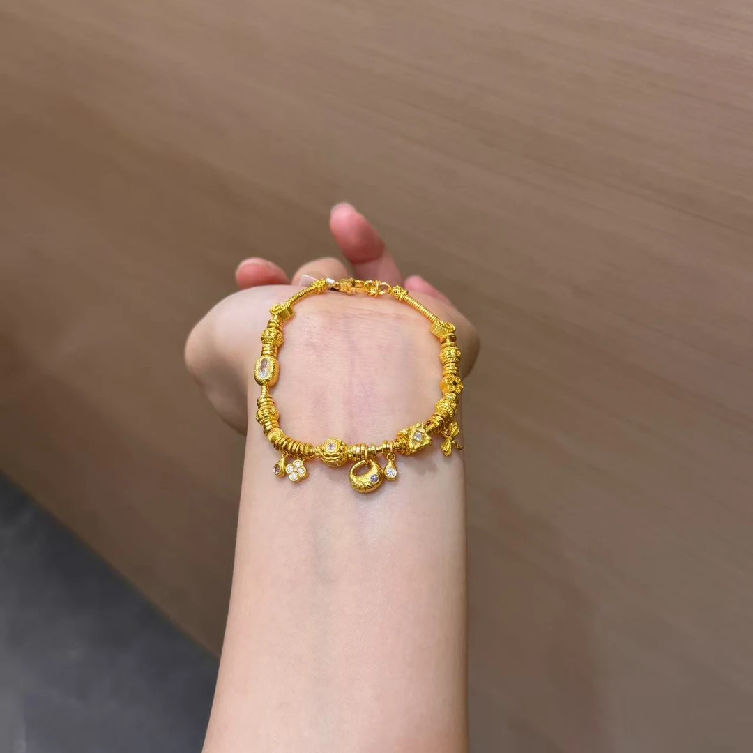 【菠萝珠宝】足金999 时尚点钻百宝蜻蜓手链  金重：21.74克