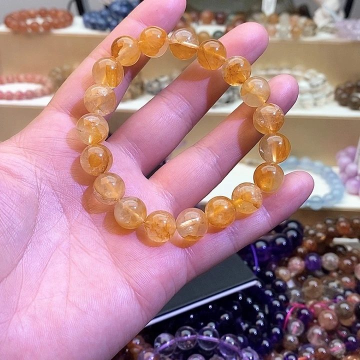 水晶手链未镶嵌高***乐黄胶花10