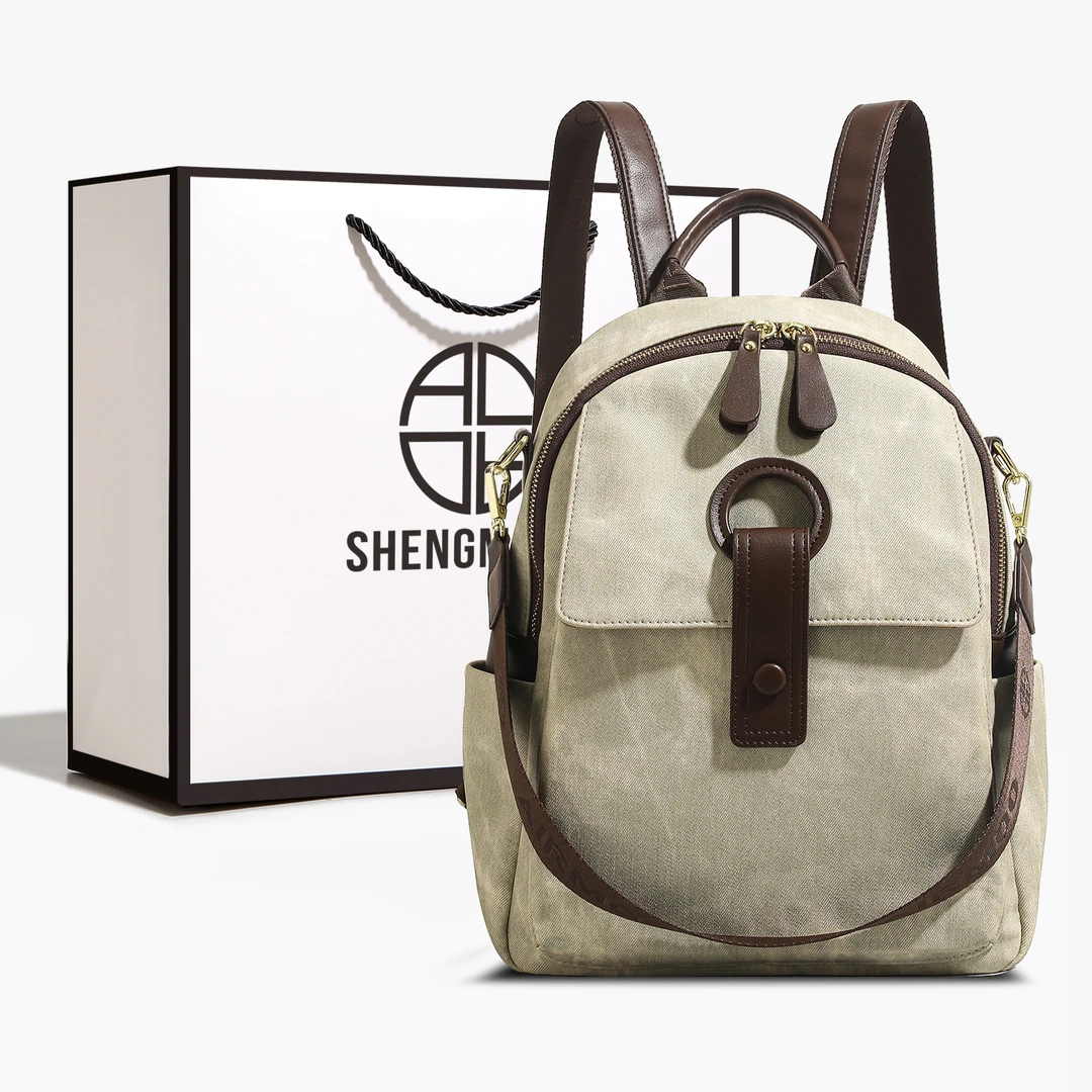 SHENGMILUO/圣米洛简约百搭双肩包包女小众轻奢通勤可单肩背包