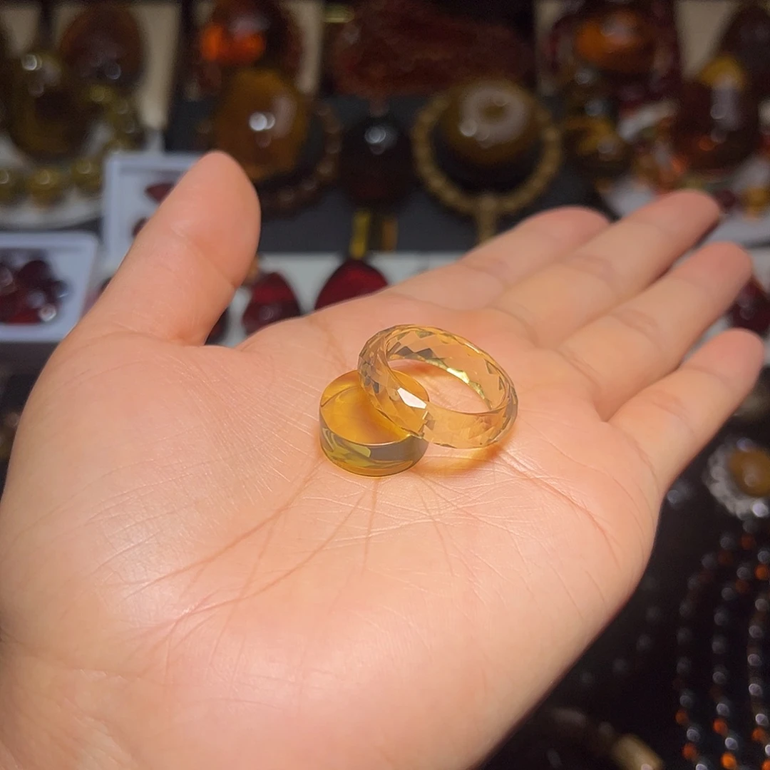 未镶嵌琥珀裸石高蓝钻切戒圈20圈口