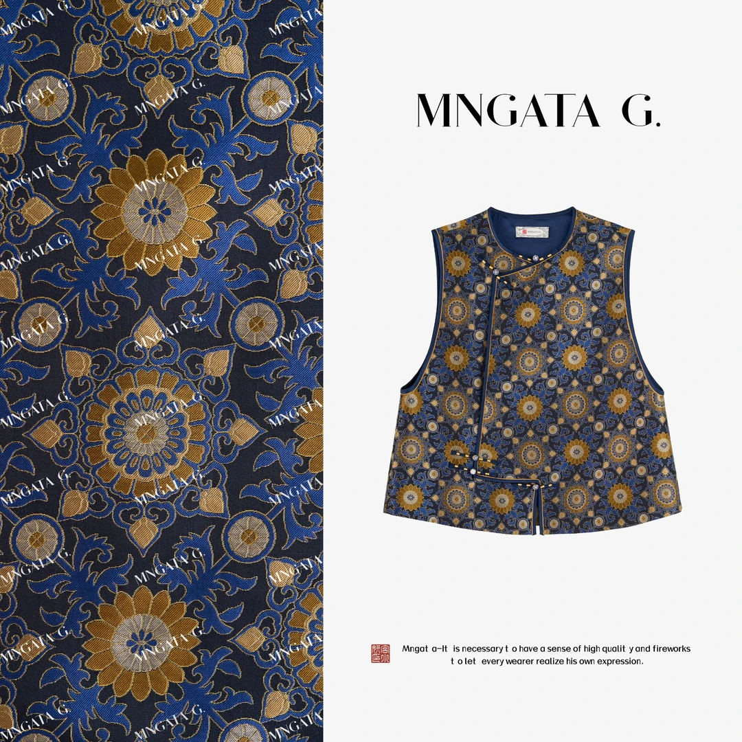 MNGATA G.宫小妍 【上久楷·大小团花】新中式桑蚕丝秋冬马甲4060801