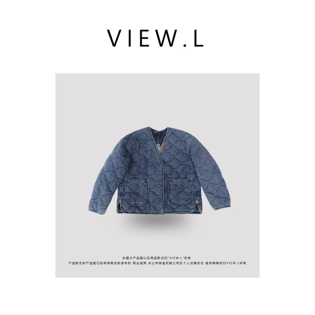 view.l24做旧牛仔棉鹅绒羽绒服C8872