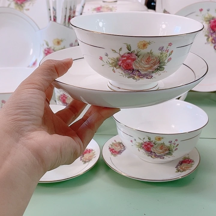 幸***奶45%以上骨粉骨瓷10个5寸高脚碗6⃣️个7寸圆深盘