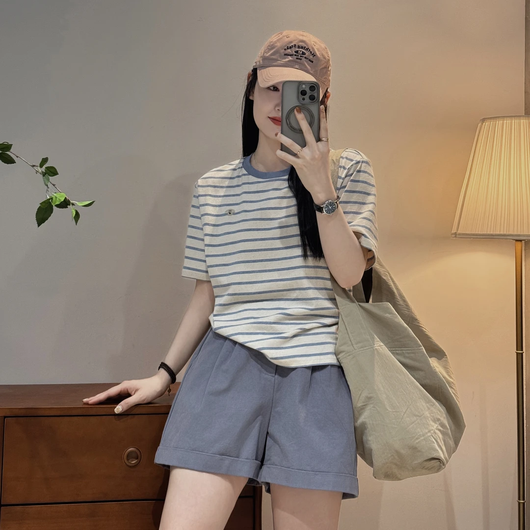 今婷条纹T恤短袖女款爆款2025新款夏季洋气衣服女装上衣M25201353