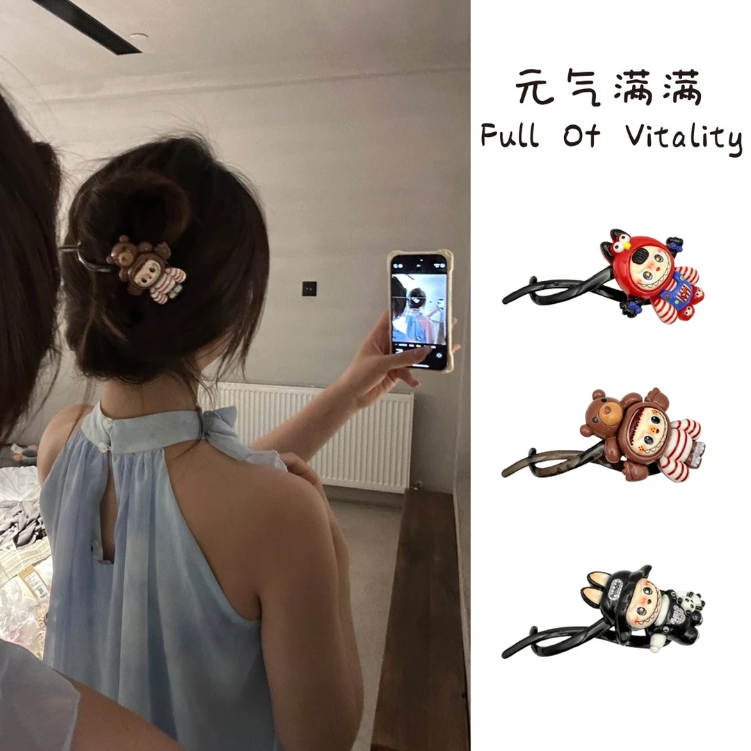 元气满满韩系可爱卡通布布发夹女后脑勺小众半扎扭扭夹头饰百搭