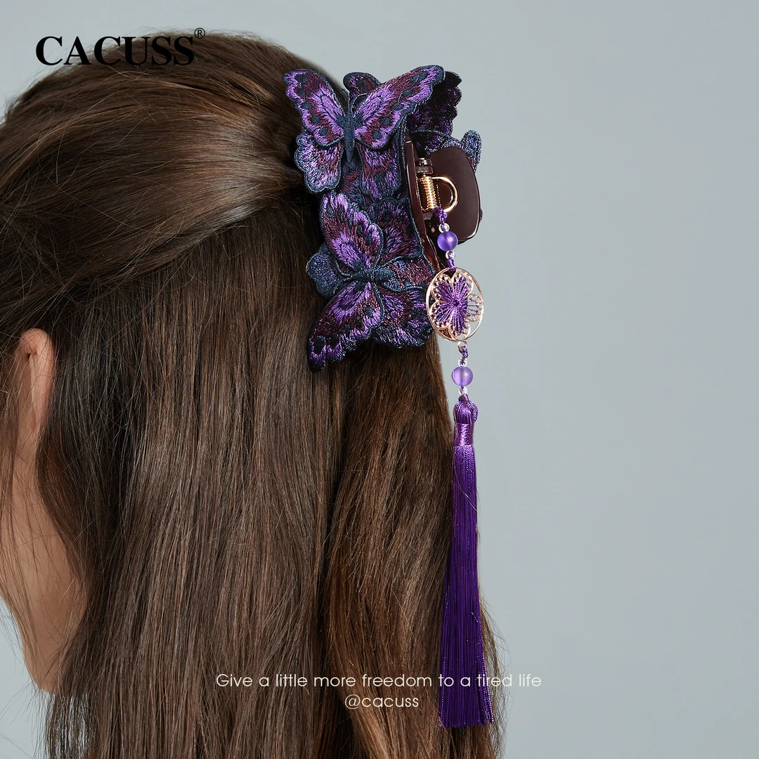 【绛羽】CACUSS蝴蝶抓夹原创国风新中式发饰头饰后脑勺发夹鲨鱼夹