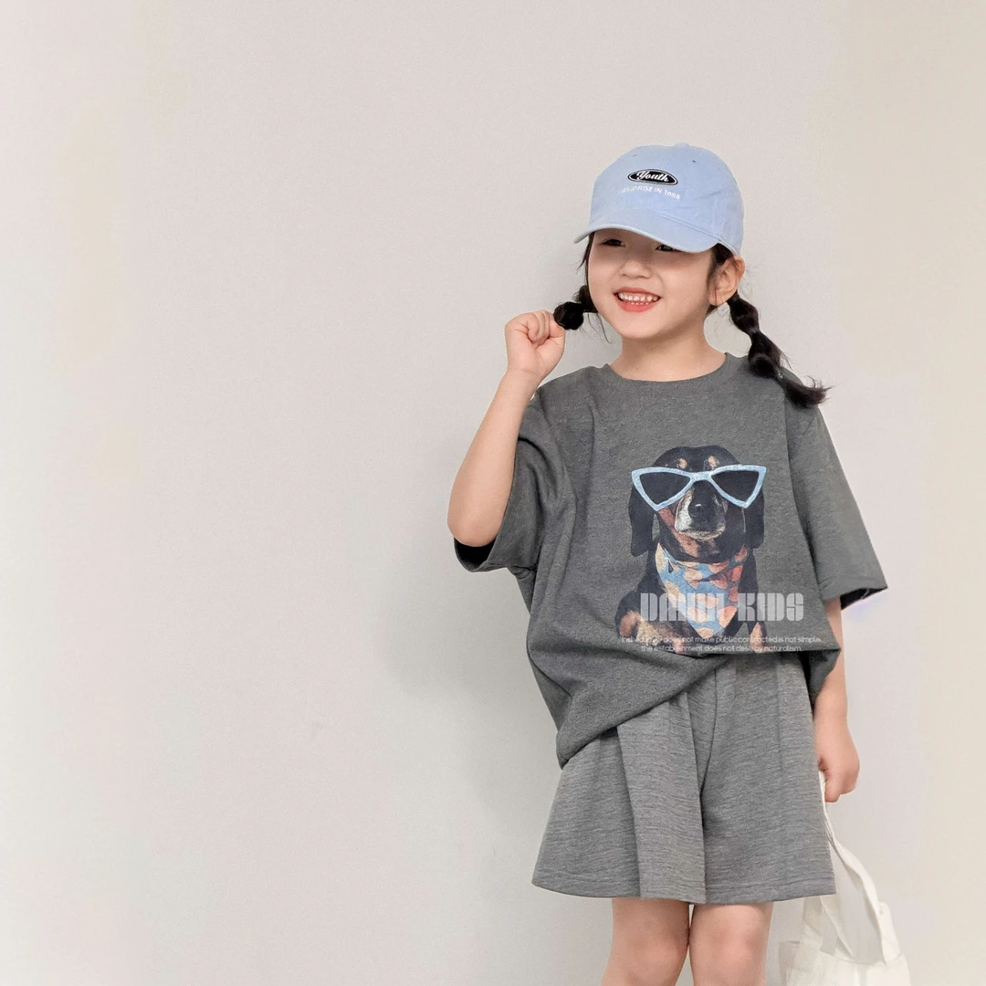 【嗒囜】云朵触感 亲肤透气~230g精棉双面 女童夏装宽松印花短袖T恤