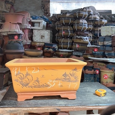 紫砂花盆四方一个