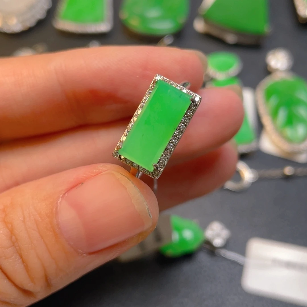 翡翠银S925镶嵌吊坠(不含链)耳钉