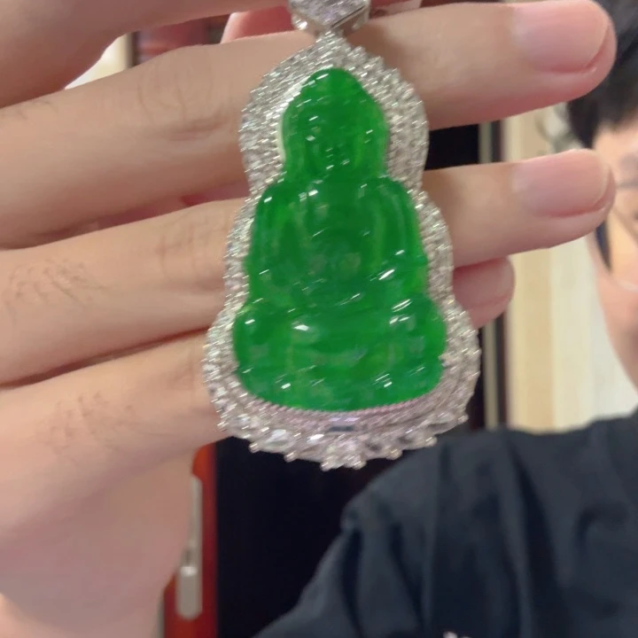 翡翠银S925镶嵌颈饰吊坠