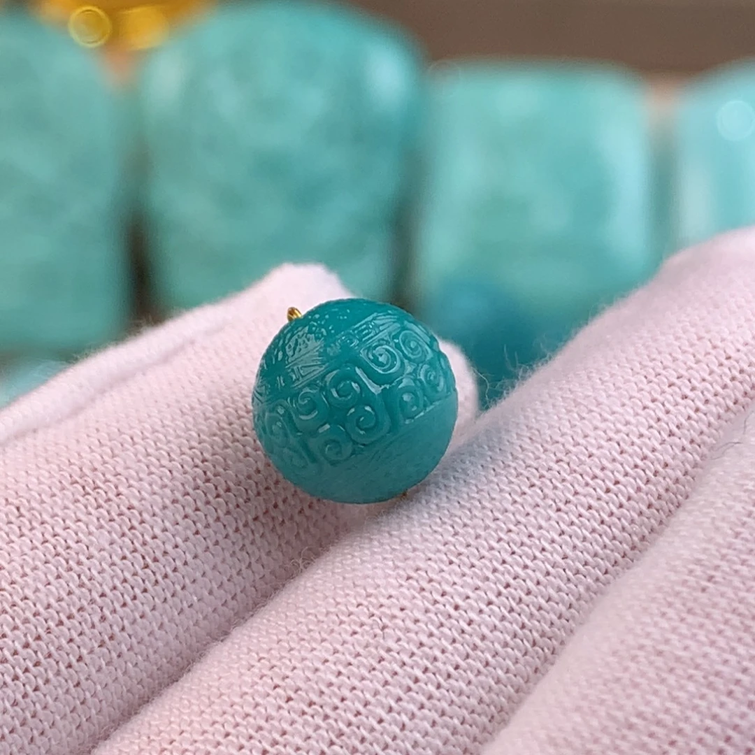 绿松石未镶嵌回纹圆珠卡9