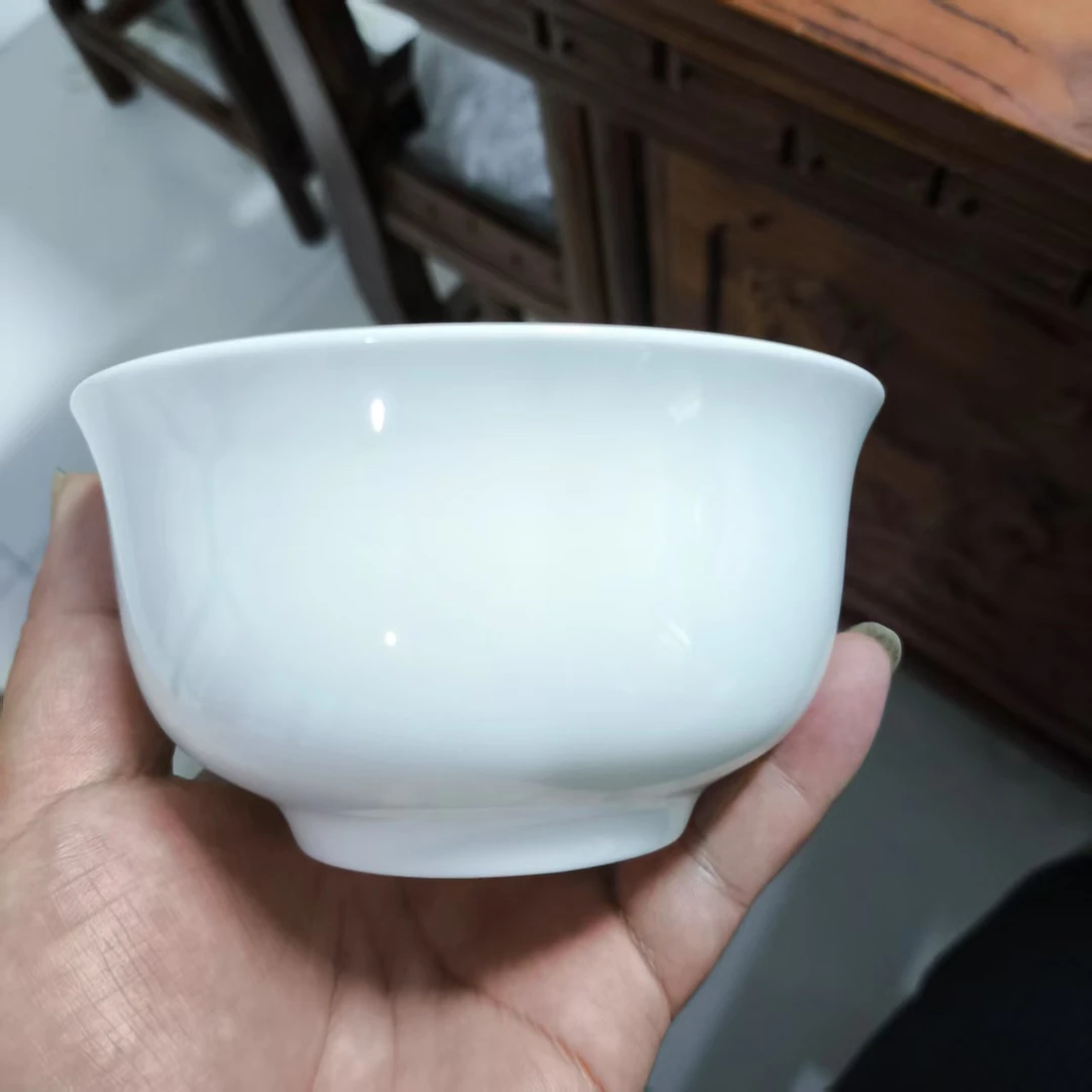 A838⑦】4.5英寸金钟碗6只纯白唐山骨瓷家用餐具