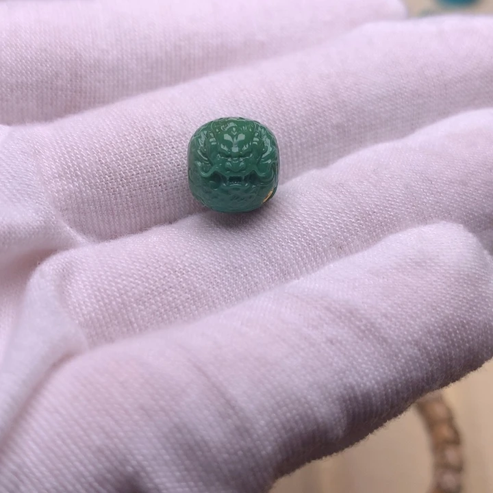 绿松石未镶嵌龙凤绿松石龙鼓珠10.7