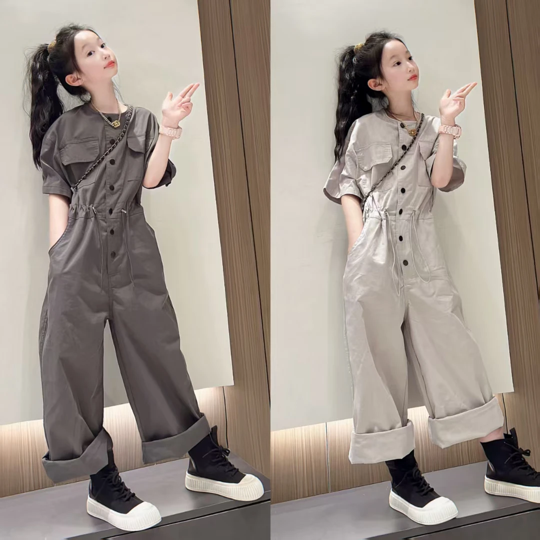 2025夏季新款高级感牛仔连体裤女美式显瘦阔腿拖地裤潮