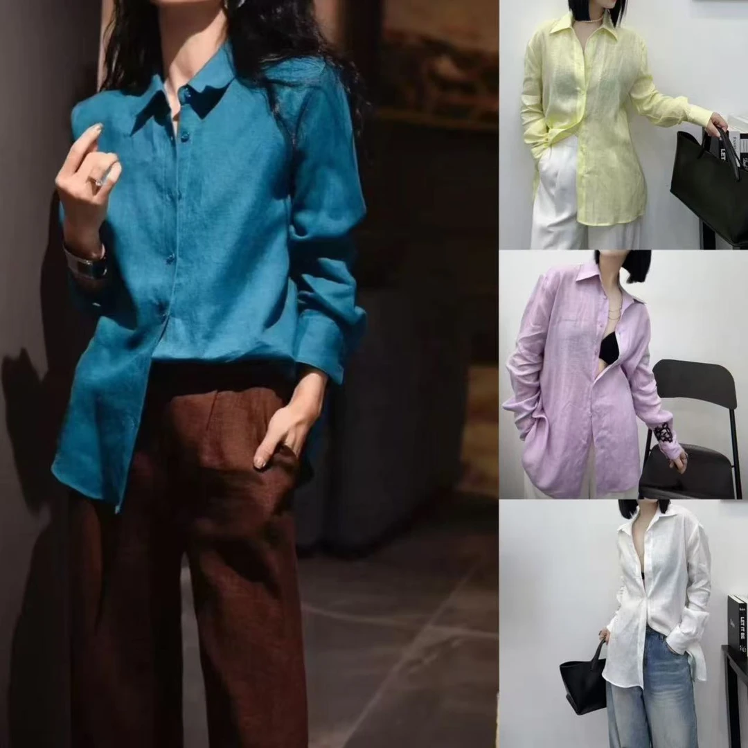（南油琪姐家）2025夏款小众设计师款亚麻宽松显瘦百搭女防晒衬衣