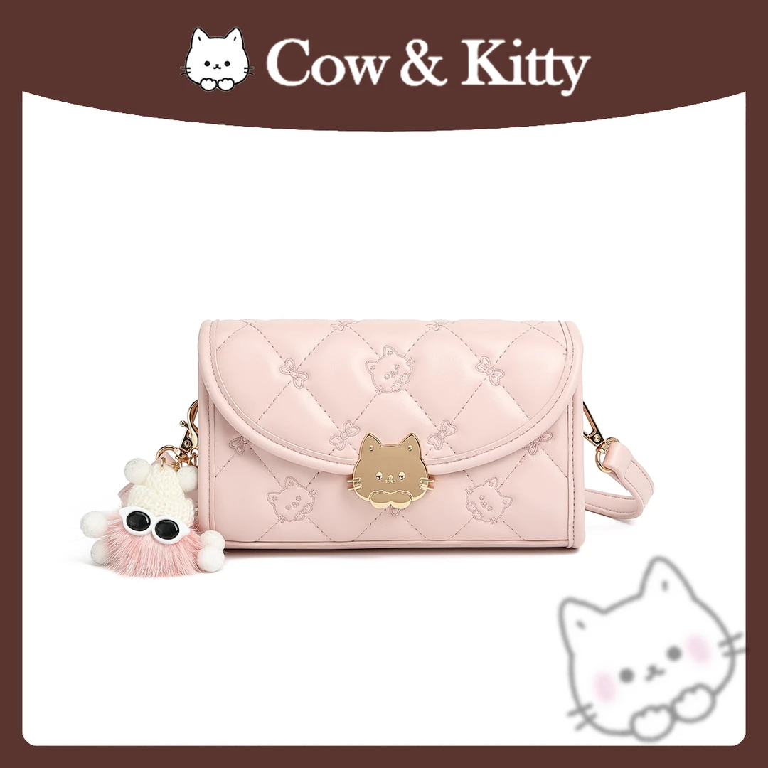 【刘叮当甄选】CowKitty/~浅粉少女盒子包手提单肩斜挎包8020桃花粉
