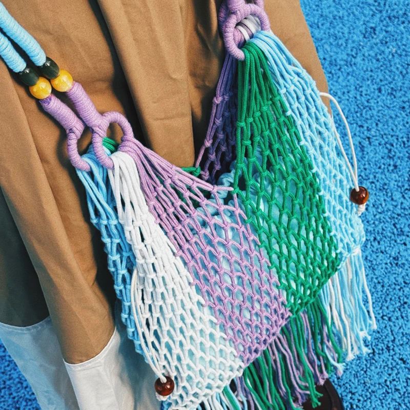 uodycoco手工编织包单肩旅游度假风休闲包小众独立设计时尚流苏包