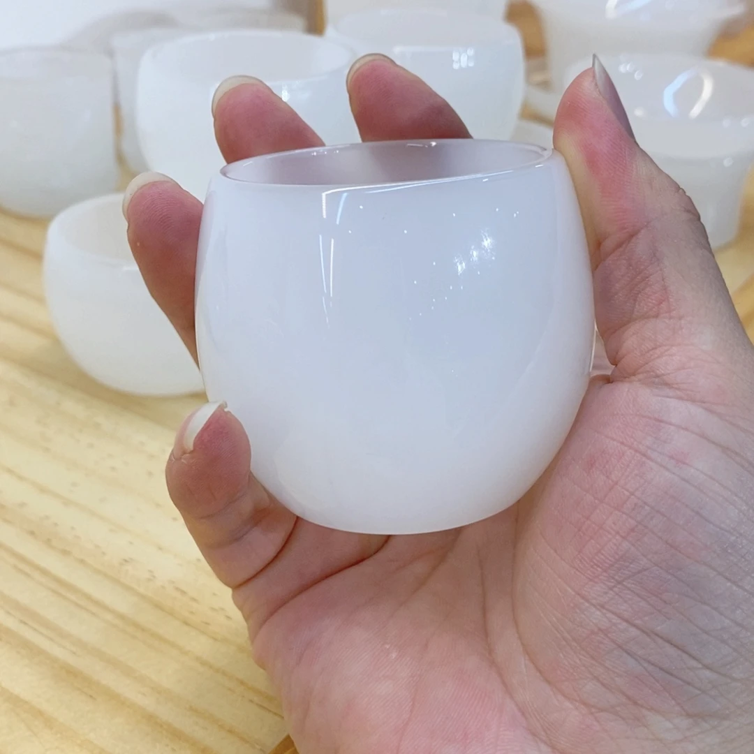 青****琉璃手工艺品白玉琉璃主人杯