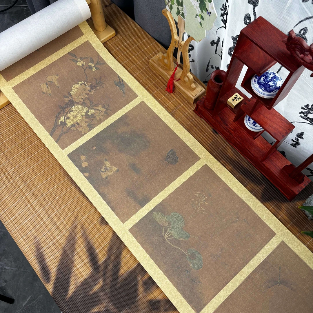 景阳阁 蜡染砑光纸 元_王渊_画花卉册长卷毛笔书法专用直播专用