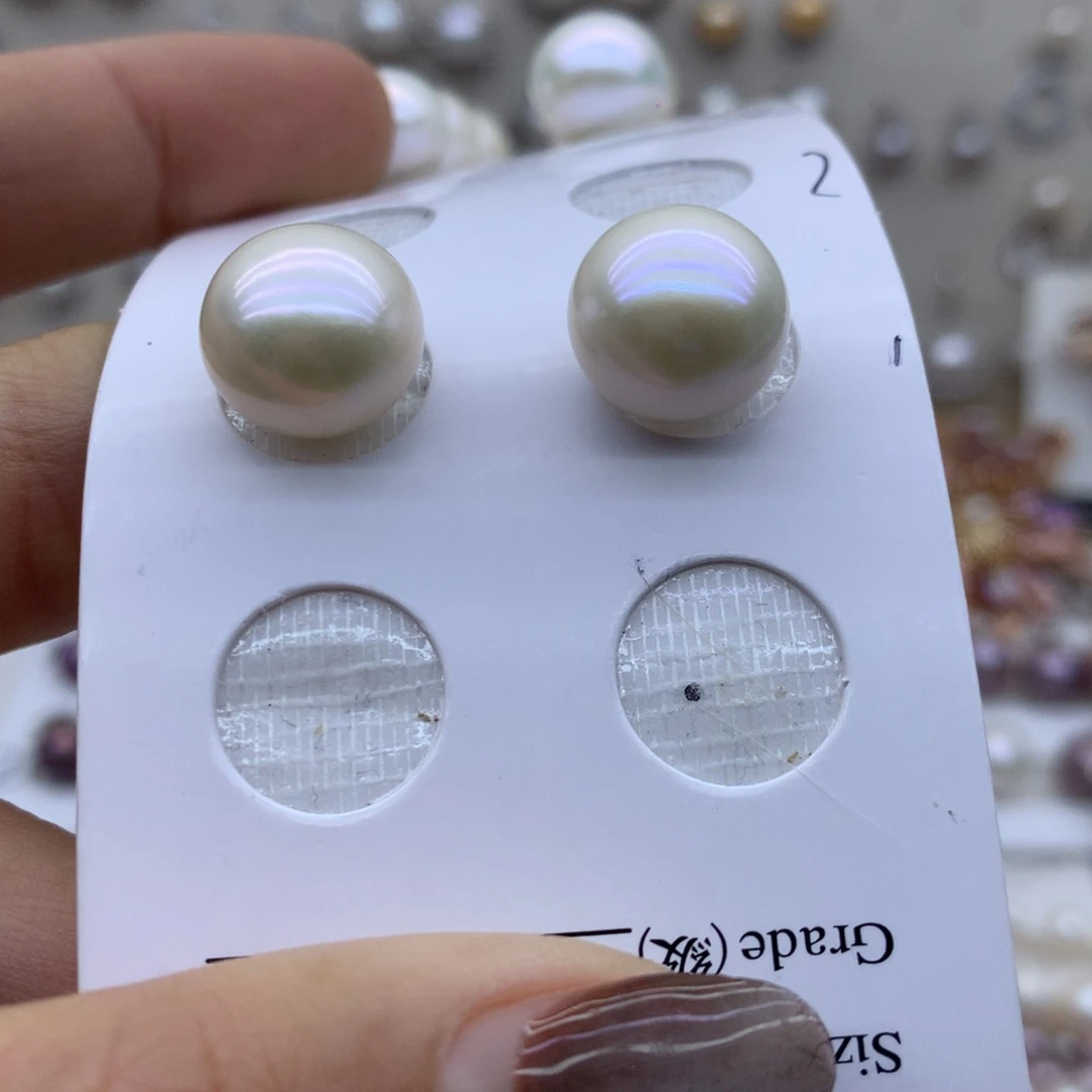 淡水珍珠耳饰银S925镶嵌橙****吃