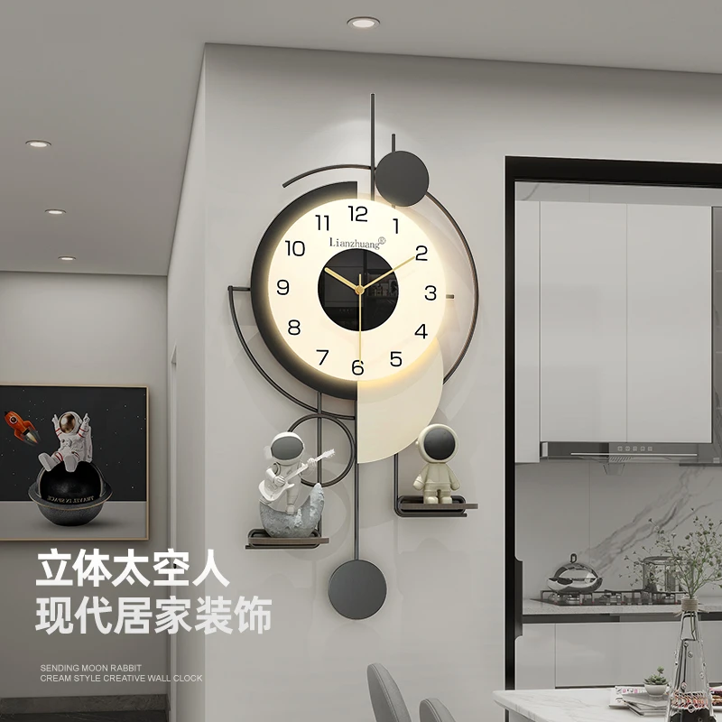 梦幻宇航员--美居一刻家用静音钟表客厅创意简约餐厅装饰挂钟时钟