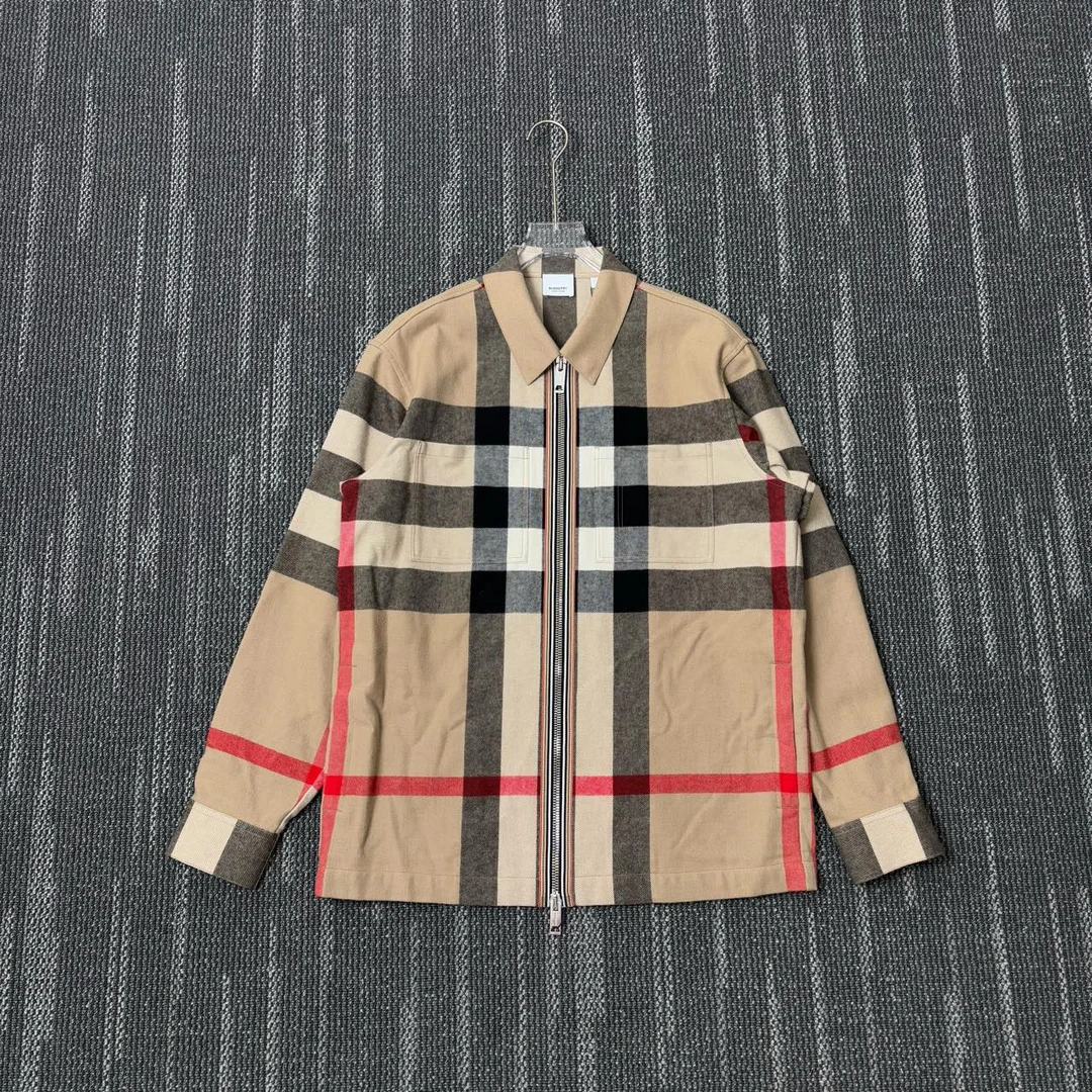 99新 BURBERRY/博柏利 格子双拉链羊毛夹克外套/M码/6006