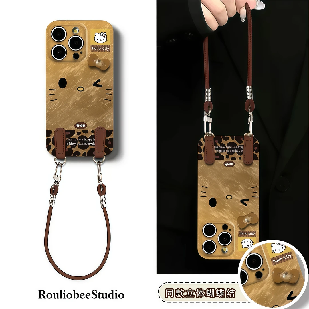 kitty小表情贴件挂绳适用iPhone17苹果16手机壳华为vivoppo小米15