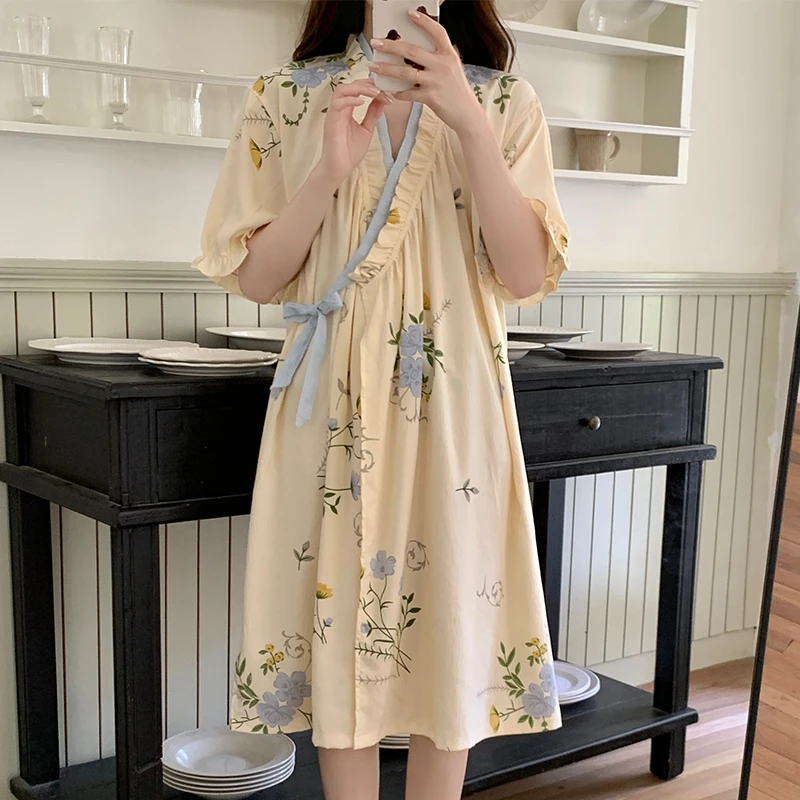 性感睡衣2025新款宽松休闲可外穿睡袍女夏季高颜值大码短袖家居服