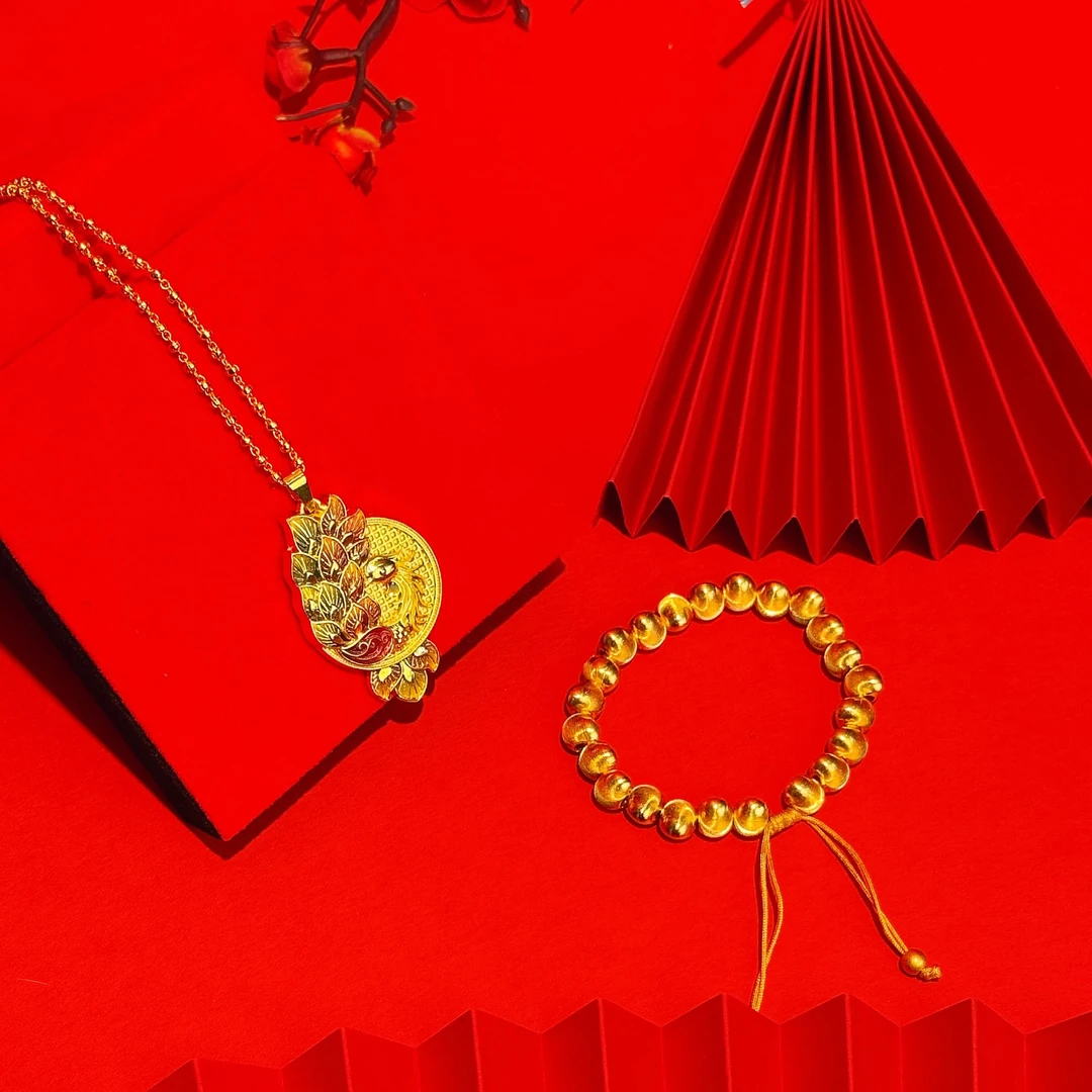 【吴总专属】孔雀开屏吊坠项链+光珠手串多样性发货