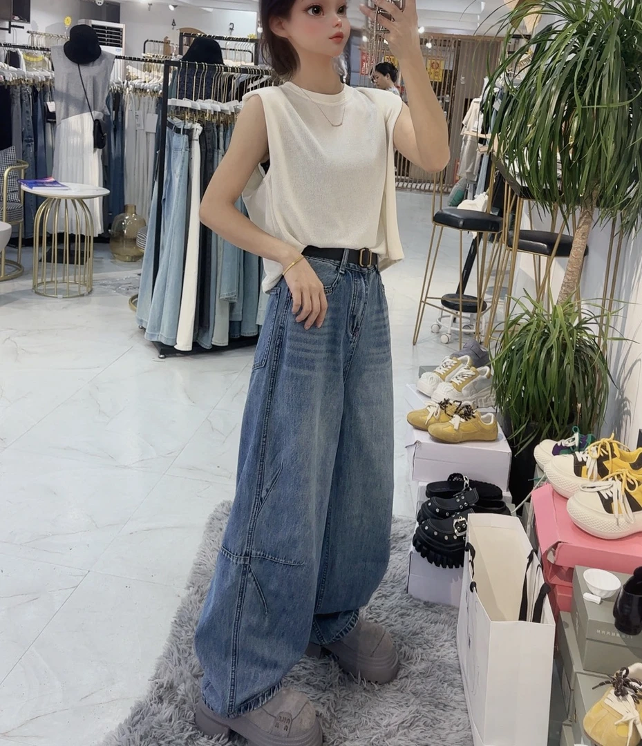 弯刀裤洋气时尚款牛仔裤闺蜜女装