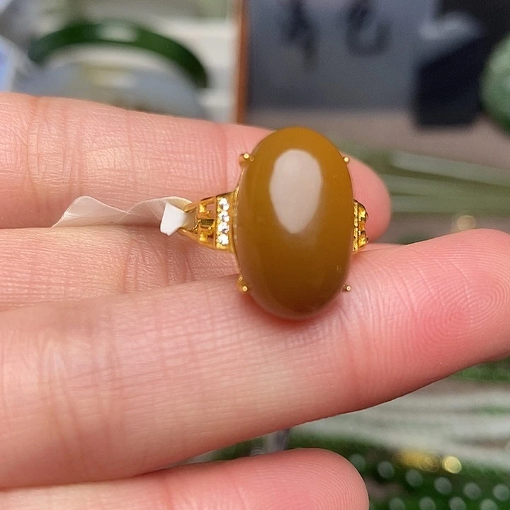 和田玉银S925镶嵌戒指