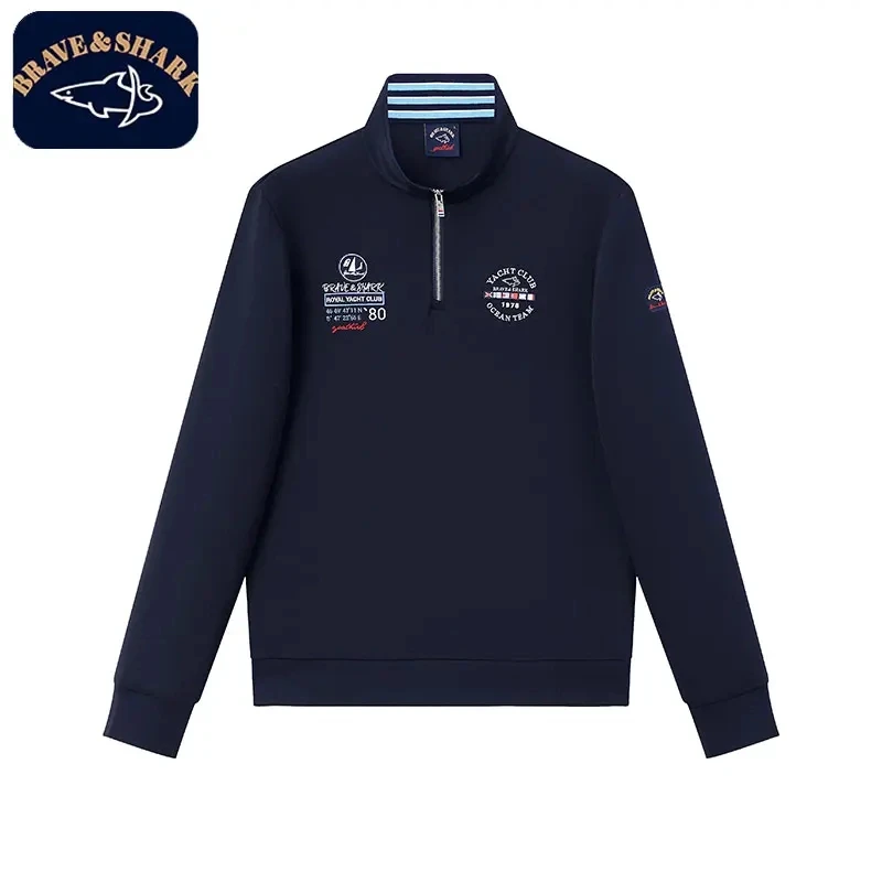 【官方正品】BRAVE&SHARK/勇士鲨鱼卫衣男半开领时尚休闲轻奢男装