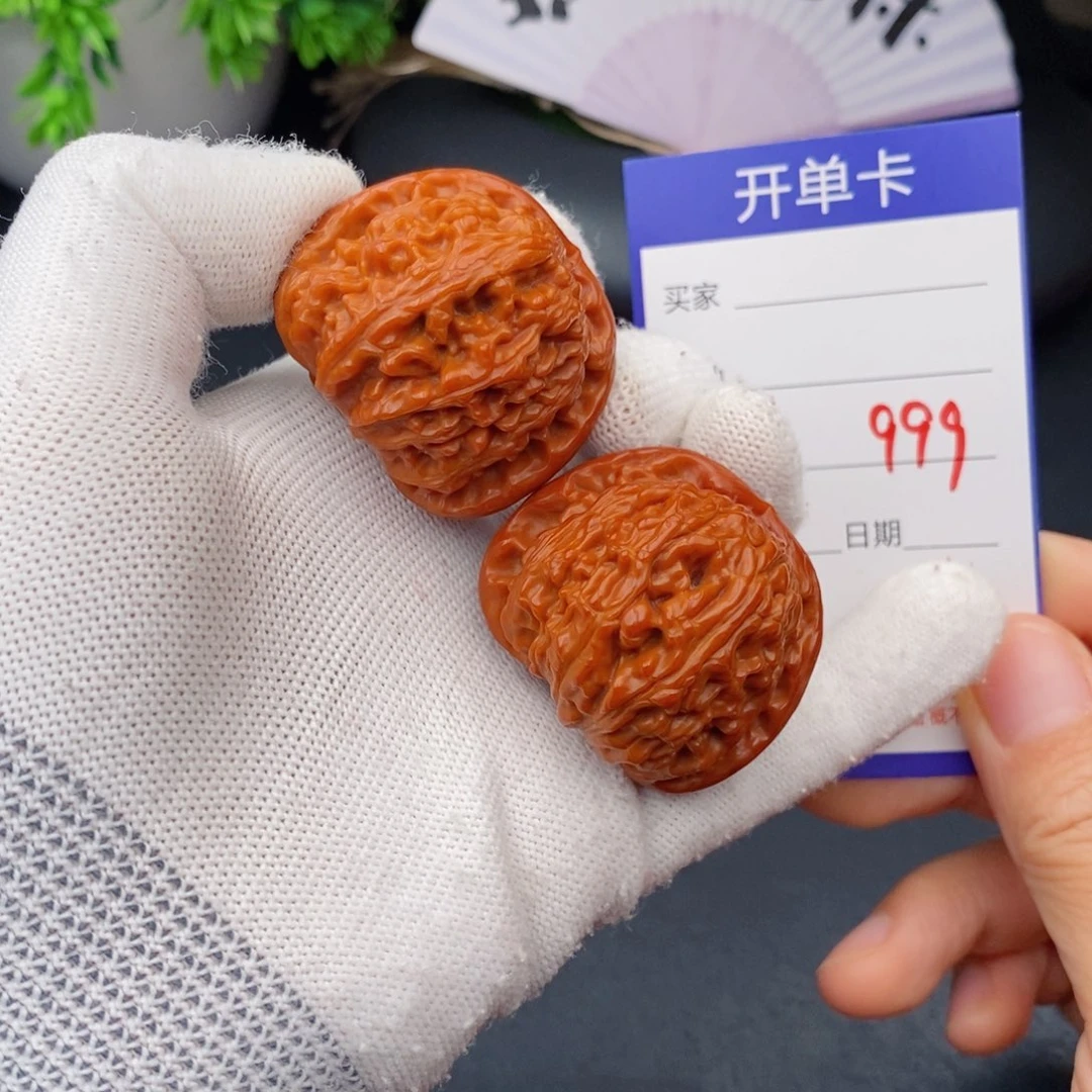 文玩核桃把件40球白999