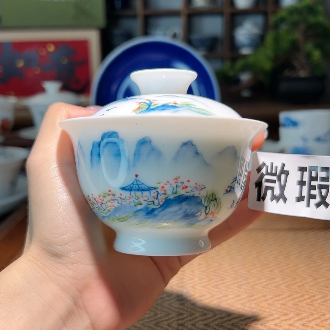 【闪购商品】微瑕 手绘 盖碗