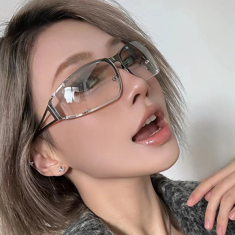 高级质感Y2K太阳眼镜金属镂空水银色2024女欧美个性辣妹拍照墨镜