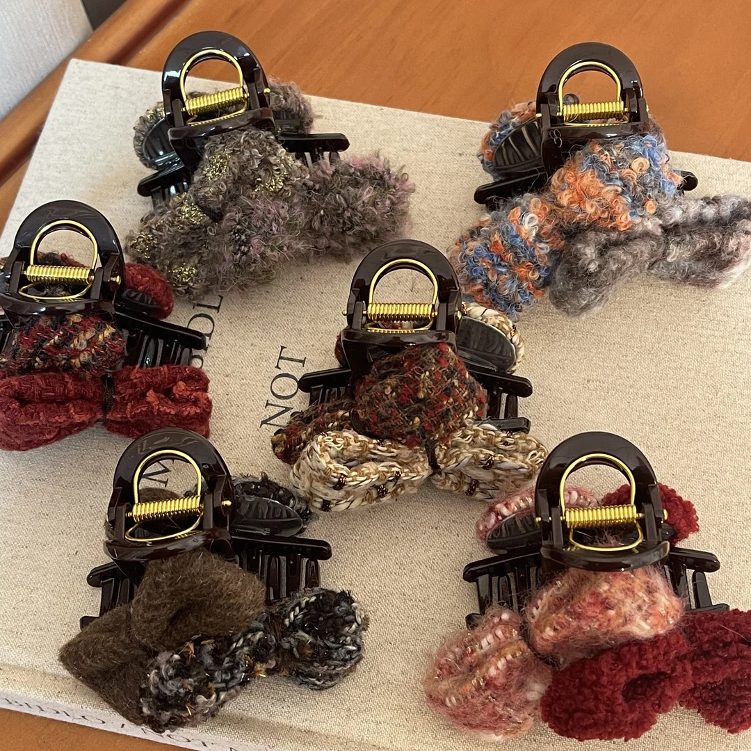 高质感蝴蝶扣AB两面布艺抓夹8公分~时尚百搭韩版秋冬气质网红