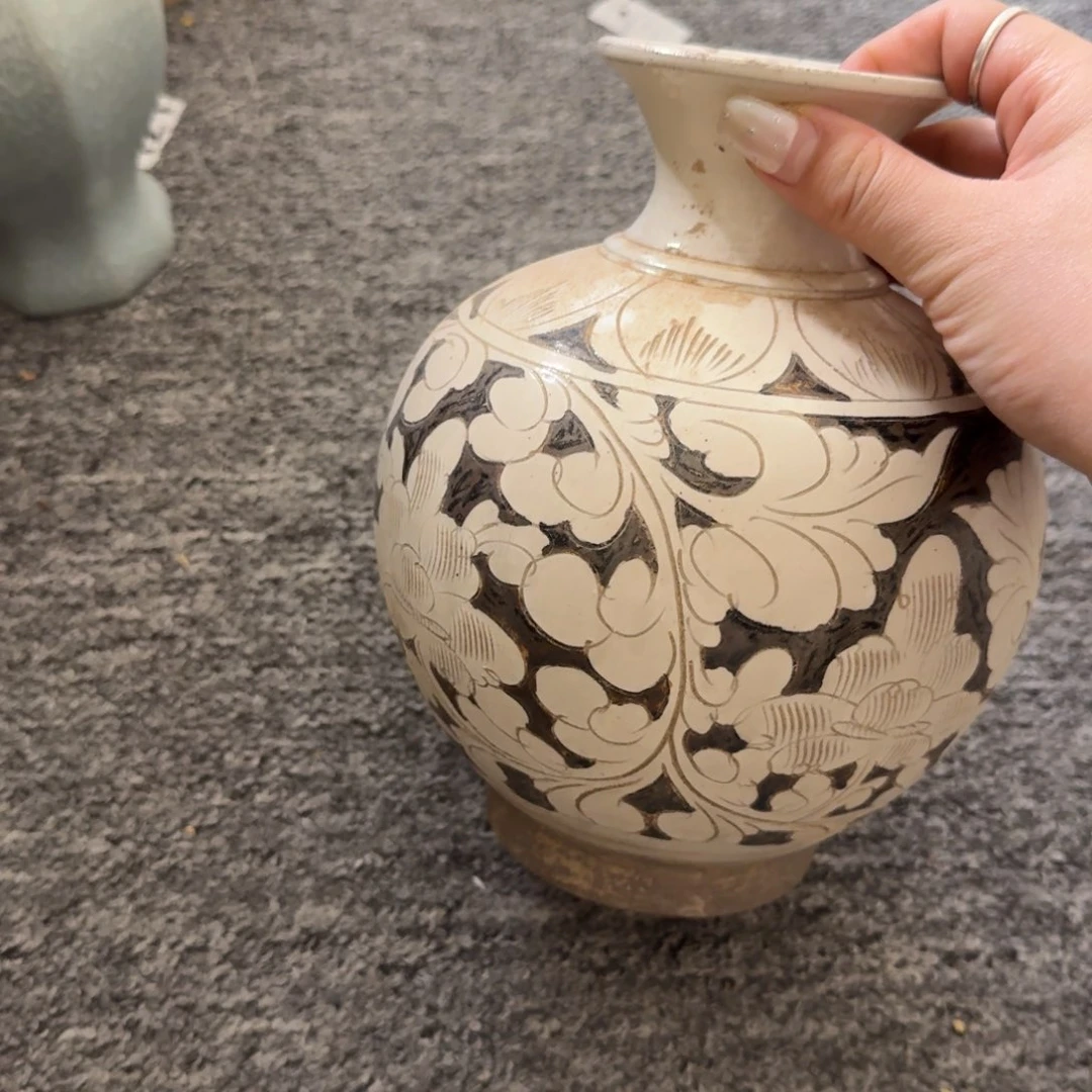 摆件哈哈哈哈磁州窑刻工