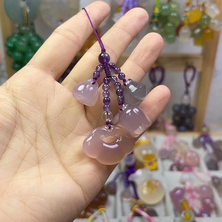 李****猫手机挂件紫色款平安锁