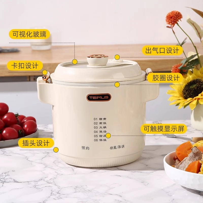 泰慕士电饭锅炖煮炒一体家用微压锅小型多功能触摸屏陶瓷电压力锅