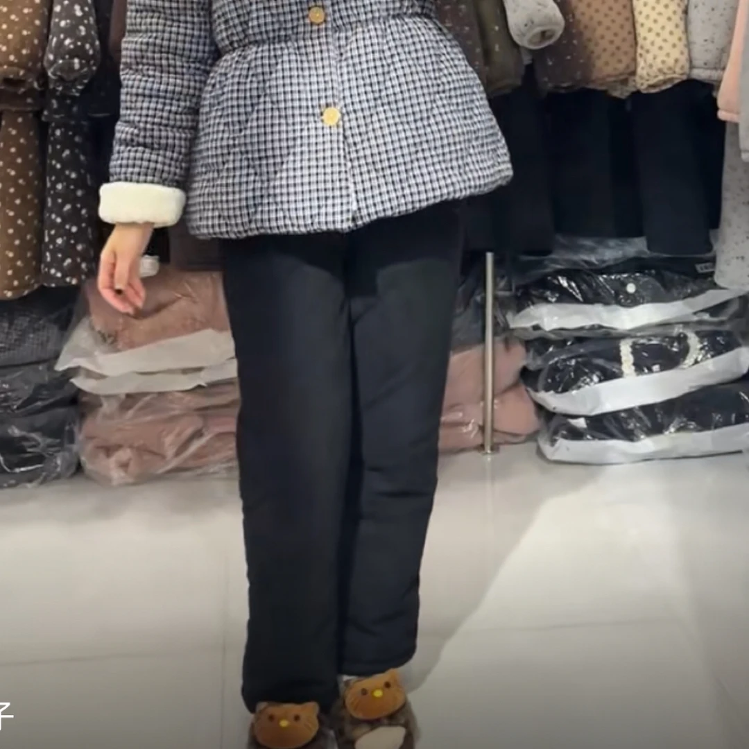 黑色条绒裤加绒加厚