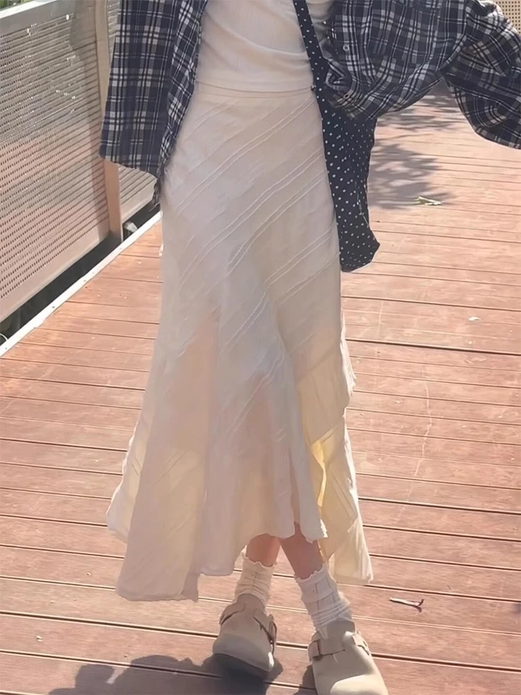 蕾丝拼接半身裙2025新款大码胖mm独特漂亮半裙设计感不规则鱼尾裙