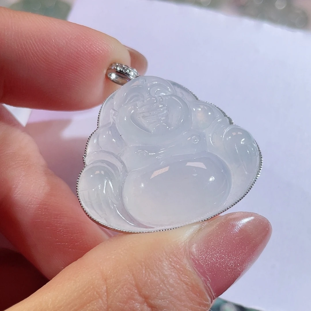 翡翠18K金镶嵌颈饰佛公