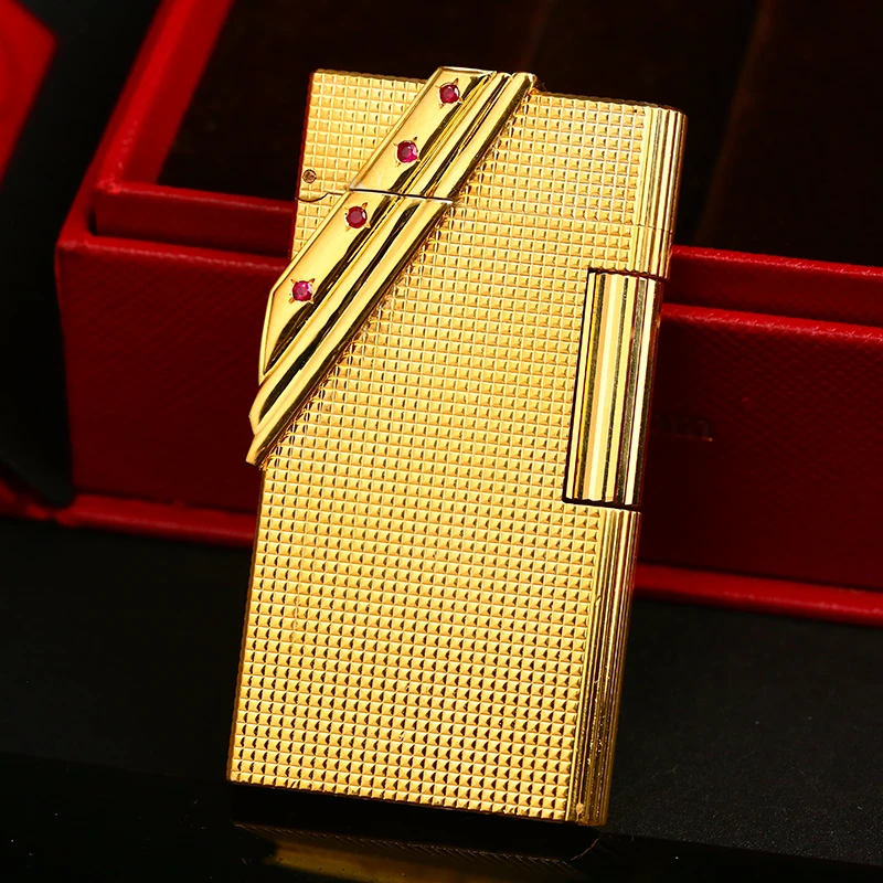 CdA充气打火机镀金小巴黎钉镶钻大号斜火烟斗机经典高档复古个性