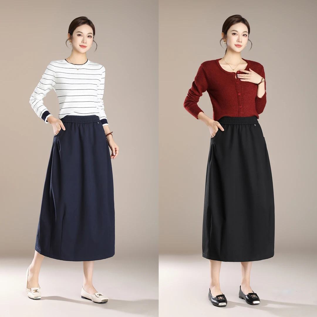 2025秋季新款花苞裙高腰口袋不挑身材显瘦百搭气质半身裙带内衬